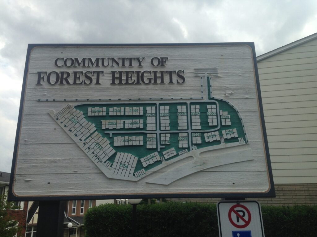 Forest Heights Community Sign and Map
